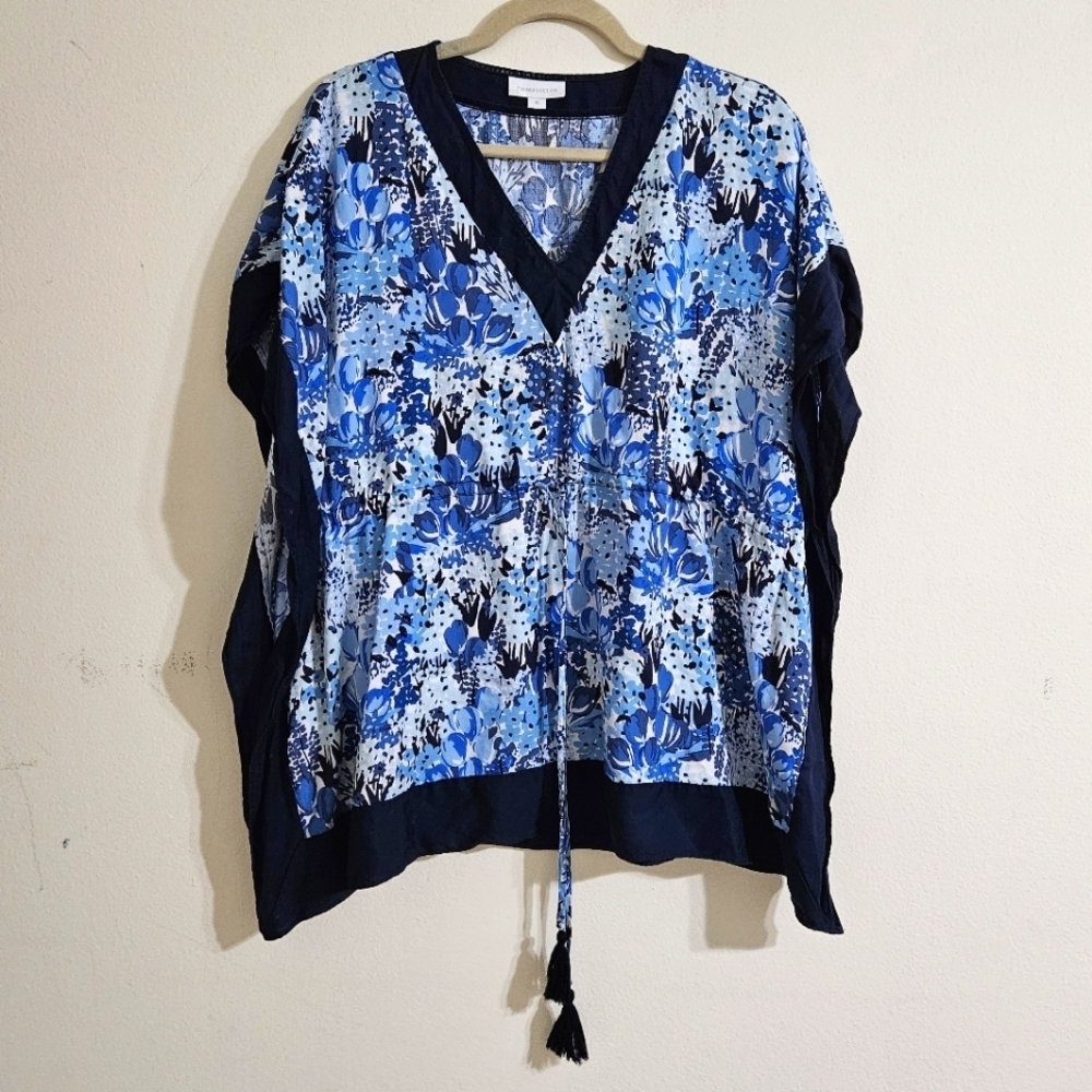 Charter Club Cinch-Waist Printed Poncho Top